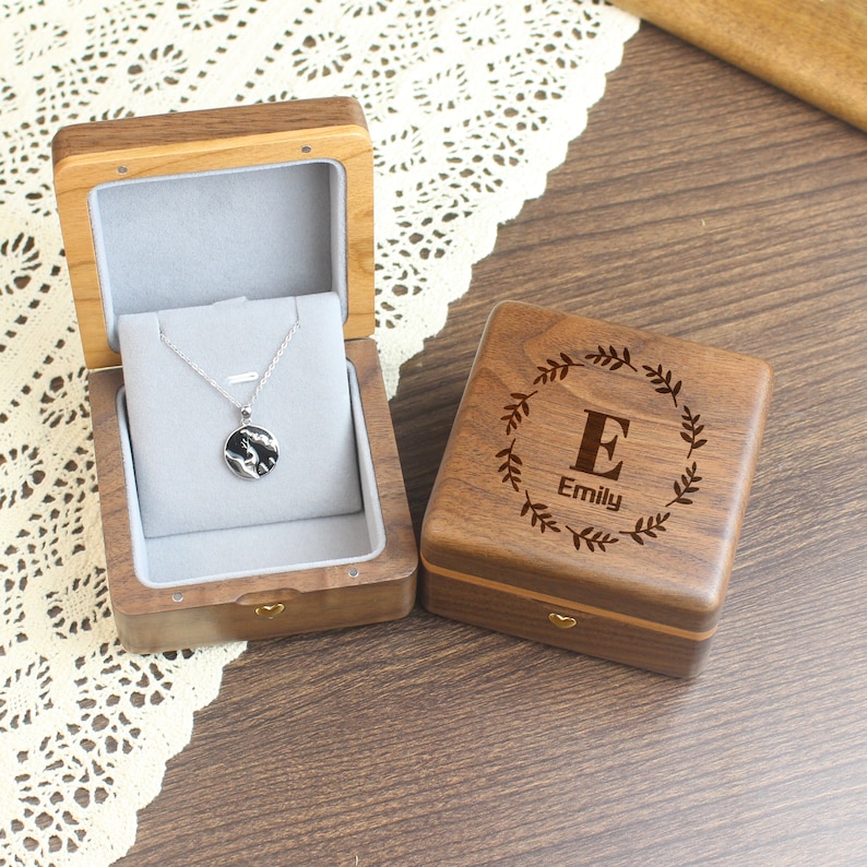 Custom Walnut Wood Jewelry Box Vintage Solid Wood Necklace Etsy