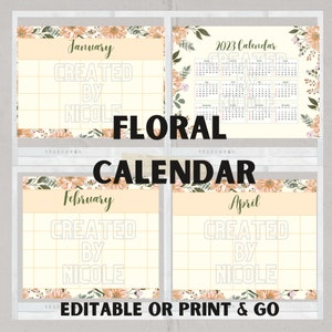 Floral Yearly Calendar - Editable/Print and Go