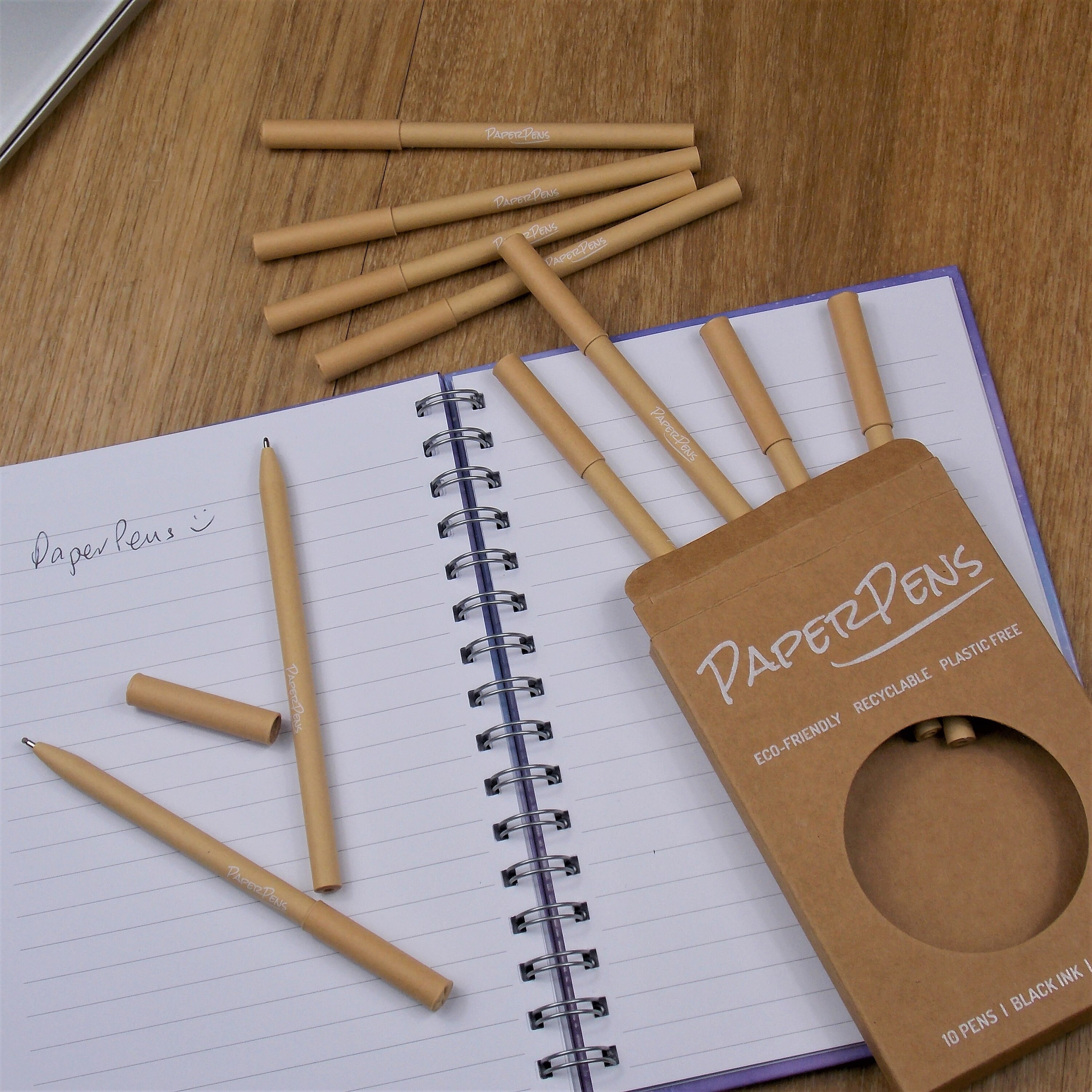 Eco Friendly Pens, PLASTICFREE, Recyclable, Biodegradable, Eco Pens Gift, 10 Black Ink Pens