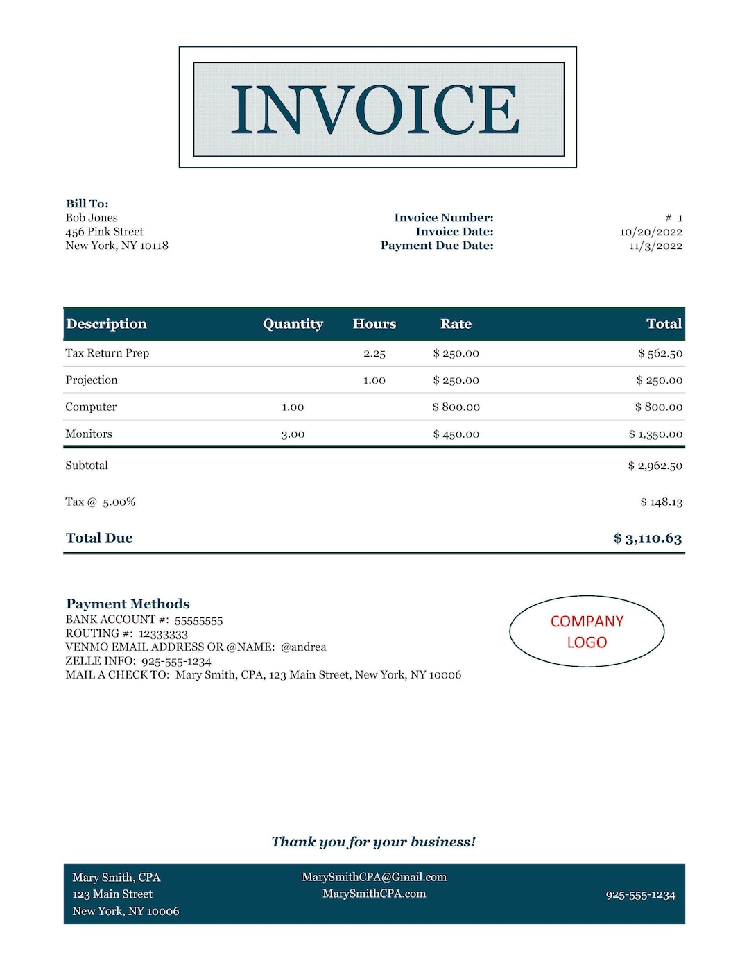 Simple Excel Invoice Template With Macros Etsy