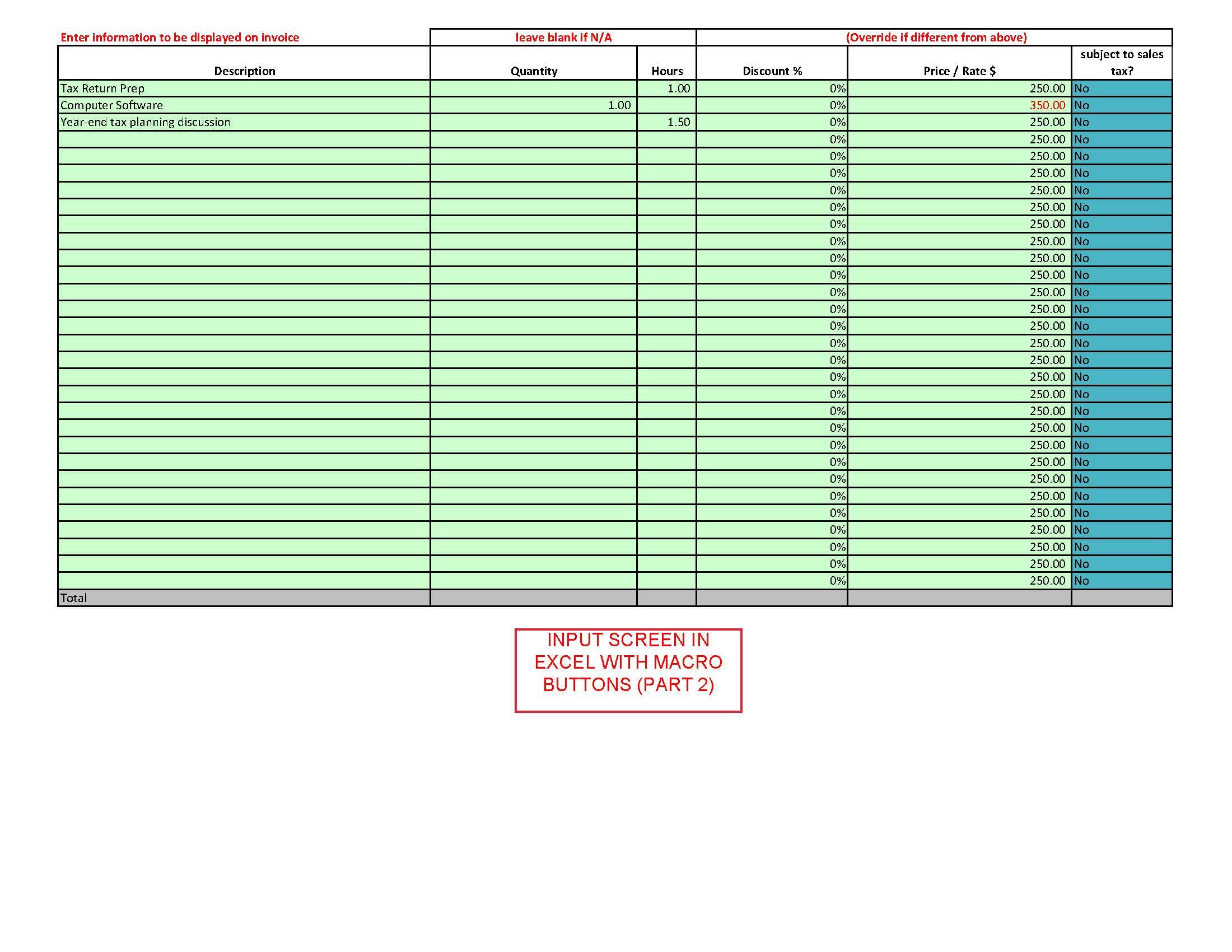 Simple Excel Invoice Template With Macros Etsy