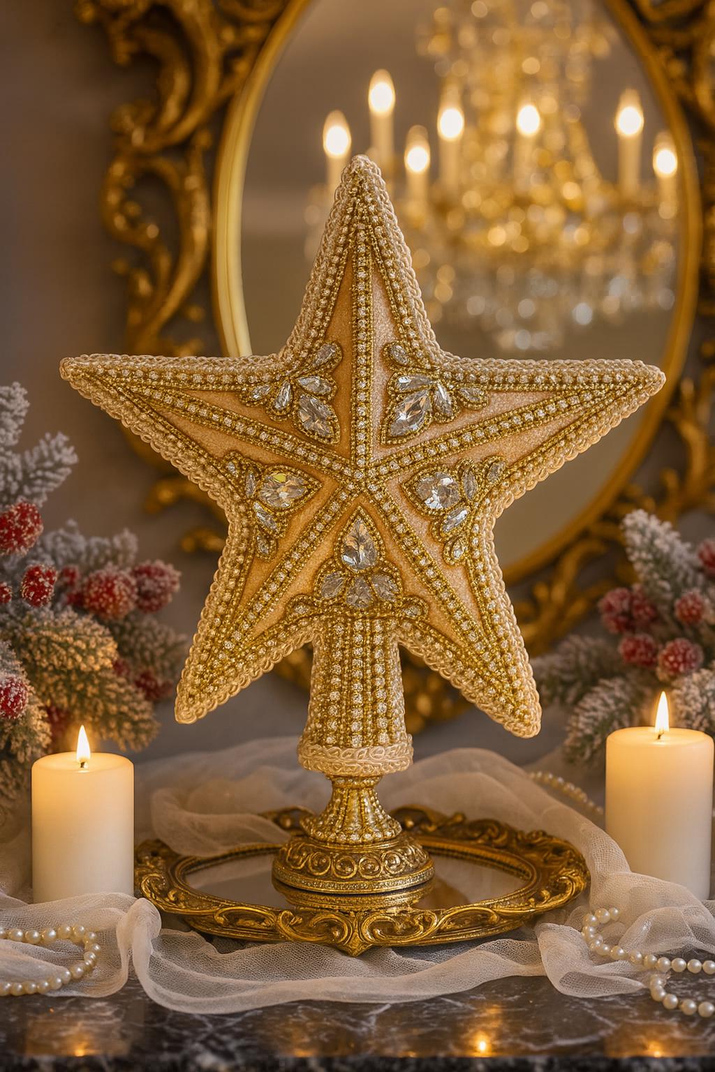 Luxury Gold Star Tree Topper | Handmade Jeweled Christmas Tree Topper ...