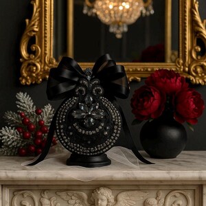 Moody Black Christmas Ornament | Gothic Tree Decor | Black Elegance Christmas Ornament | Dark Glam Holiday Decoration | Luxury Gift image 2
