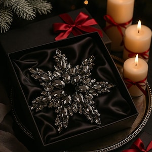 Black Star Tree Topper | Gothic Christmas Tree Topper | Crystal Tree Topper | Handmade Luxury Tree Topper | Black Holiday Decor