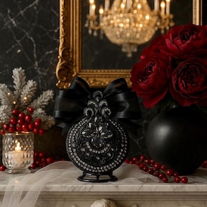 Moody Black Christmas Ornament | Gothic Tree Decor | Black Elegance Christmas Ornament | Dark Glam Holiday Decoration | Luxury Gift image 8