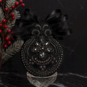 Moody Black Christmas Ornament | Gothic Tree Decor | Black Elegance Christmas Ornament | Dark Glam Holiday Decoration | Luxury Gift image 3