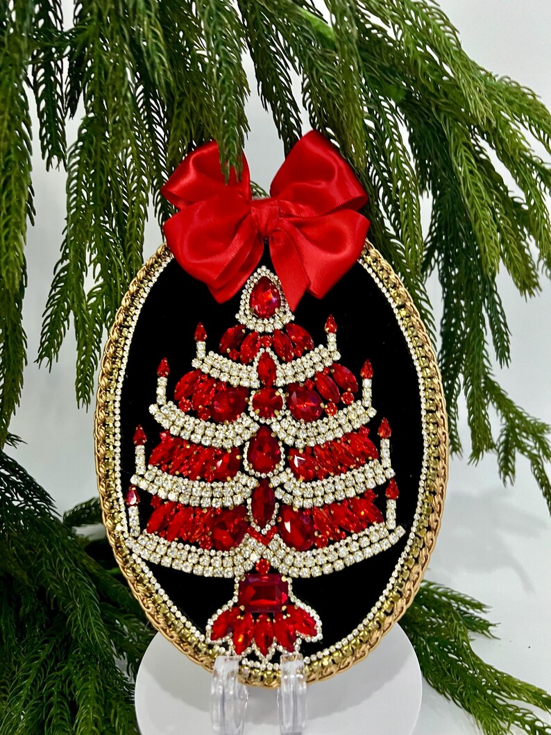 Jewel Framed Christmas Tree Table Decoration Elegant Holiday Ornament