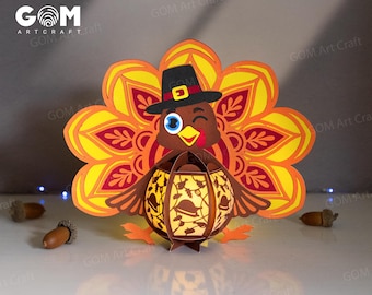Thanksgiving Turkey Lantern SVG, Autumn Decorative Lantern SVG, Lanterns Autumn Ornaments, DIY Thanksgiving Day Decorations
