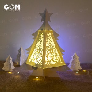 Snowflakes Lantern Template - Christmas Tree Lantern SVG - DIY Paper Lanterns - DIY Paper Lanterns - Xmas Paper Cutting