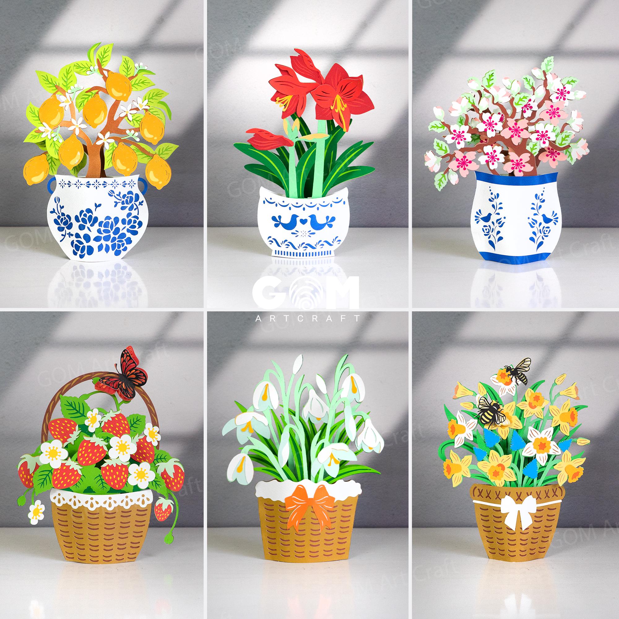 Set 6 Flower Pop-up Card Template
