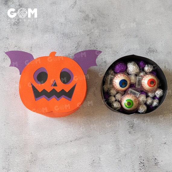 Set 3 Pumpkin Candy Box Template - Halloween Gif Box SVG - Box