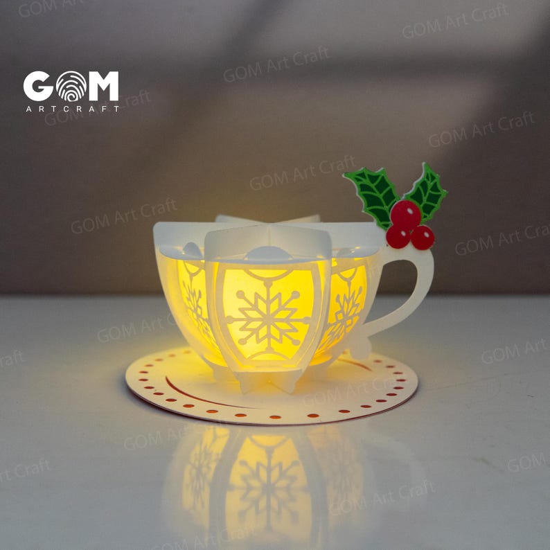 Christmas Teapot Lantern Template SVG, DIY Lantern Christmas Ornaments