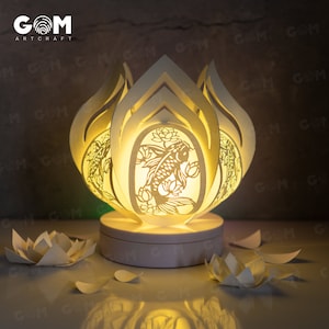 Lotus Lanterns SVG - Paper Lanterns Lotus and Carp - Paper Cutting Template - Lantern SVG - DIY Paper Lanterns