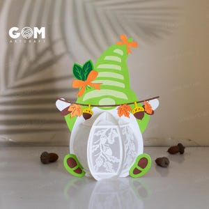 Set 3 Autumn Gnome Lantern Template - Autumn Decorative Lantern SVG ...