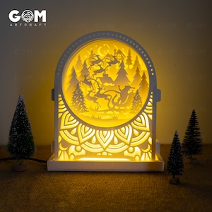 Weihnachtsmann Rentier Fahrt Pop-up Karte 3D - Frohe Weihnachten Karte - Scherenschnitt Vorlage Für Cricut - Besondere Geschenkkarten