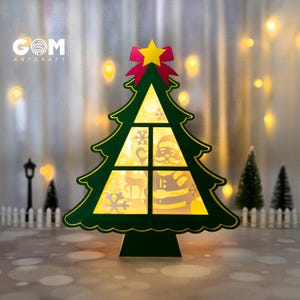Christmas Shadow Box, Christmas Tree Lantern SVG, Xmas Paper Cutting Template, Merry Christmas Paper SVG, DIY Lantern Christmas Ornaments