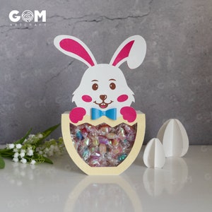 Lapin bonbon boîte SVG - oeufs de Pâques papier découpé modèle - boîte Pâques support - boîte cadeau Pâques SVG - lapin de Pâques lanterne en papier - Joyeuses Pâques