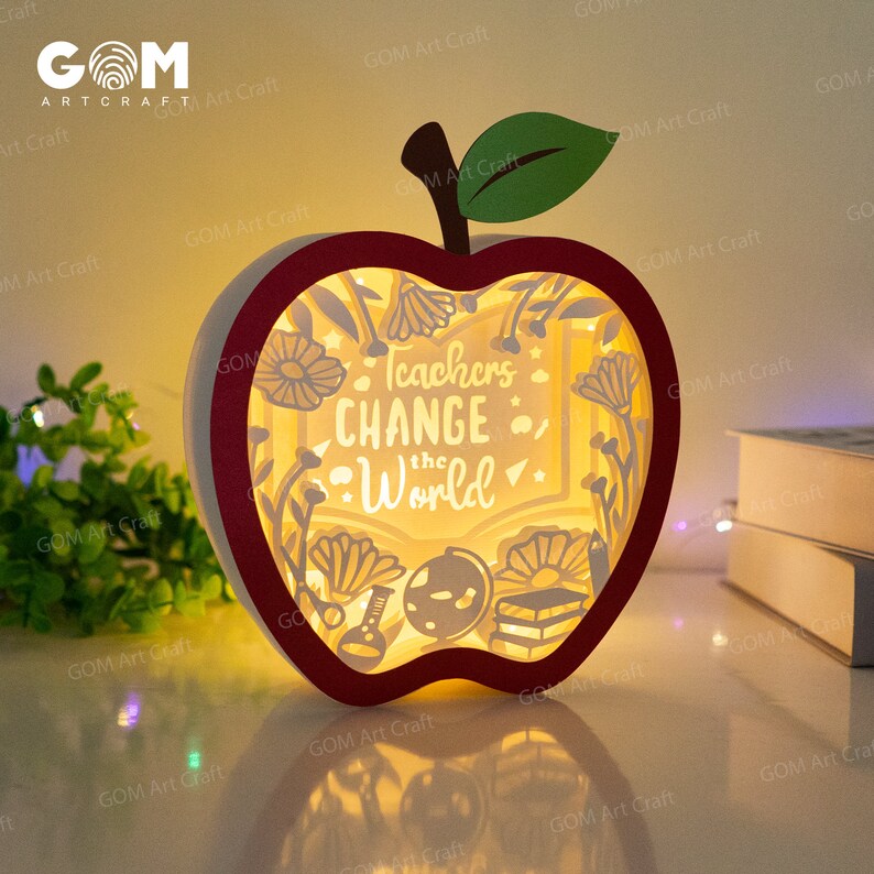 Apple Shadow Box SVG - Teacher's Gift Lantern DIY (digital Download) - Etsy