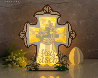 Jesus Shadow Box SVG - He is Risen Shadow Box - Resurrection Paper Cut Template - DIY Paper Easter Lanterns - Projects for Cricut PDF