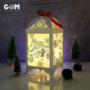 Kleiner Engel Laternen Vorlage - Papierlaternen für Weihnachten - DIY Papierschnitt Lampendekor - Weihnachtspapierschnitt Vorlage SVG
