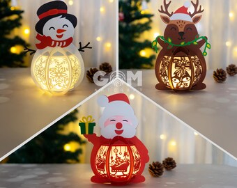 Vintage Christmas MCM 1950 Milk Glass Santa Lantern Twinkle
