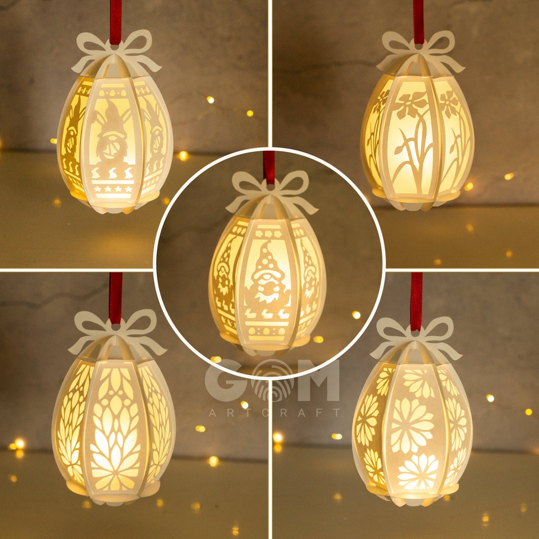 Pack 5 Hanging Easter Eggs Lantern SVG Easter Egg Lantern for Easter