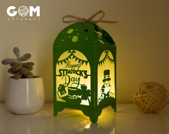 Happy Patrick's day Lantern Template PNG - Paper Cut - Lightbox SVG File - DIY Paper Lanterns