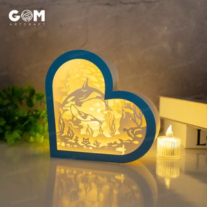 Valmor & Barn Shadow Box SVG - Hjärtformad Ljuslådemall (Digital Nedladdning)