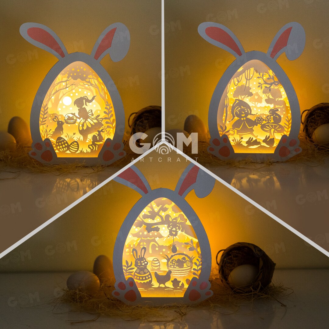 Pack 3 Easter Eggs Shadow Box SVG Easter Eggs Paper Cut Template Easter