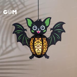 Szablon Latarni Nietoperza - Latarnia Nietoperza SVG - Szablon Cięcia Papieru na Halloween Nietoperza - DIY Latarnie Nietoperza Cięcie Papieru - Cięcie Papieru na Halloween