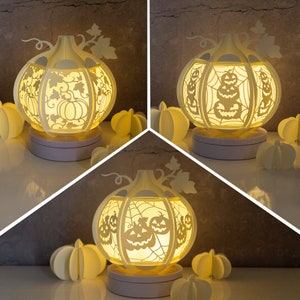 Combo 3 Items Spider web Pumpkin Lantern Template - Happy Halloween SVG -  Paper Cut - Light Box SVG File - DIY Paper Lanterns