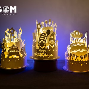 Combo 3 Items Happy Birthday Paper Lanterns SVG - Paper Cutting Template - Lantern SVG - DIY Paper Lanterns