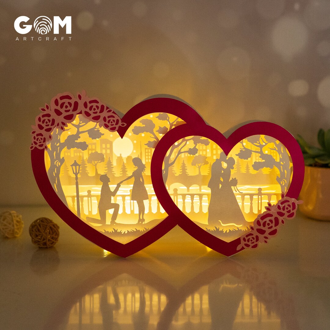Wedding Heart Lantern SVG – Couple Shadow Box (digital Download) - Etsy