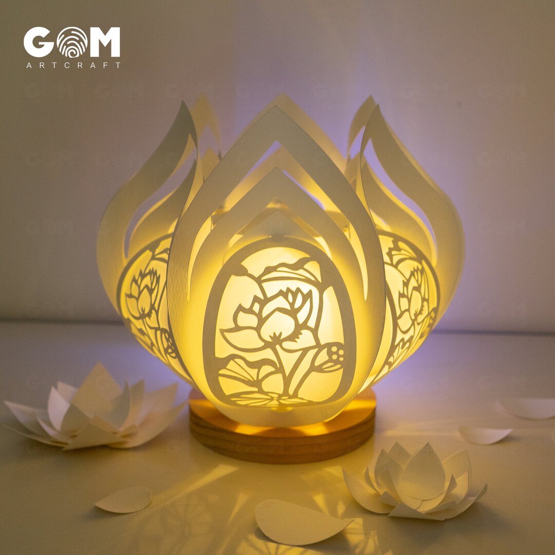 Lotus Lanterns SVG Paper Lanterns Lotus Paper Cutting Template Lantern