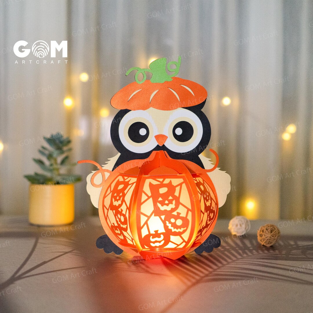 Eulen Laterne Vorlage - Kürbis Laterne SVG, PDF - Eule Pamper Cut ...