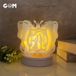 Lanterne a farfalla SVG - Lanterna di nozze SVG - San Valentino fai da te - Scatola luminosa per progetti Cricut - Modello Lanterna di matrimonio felice
