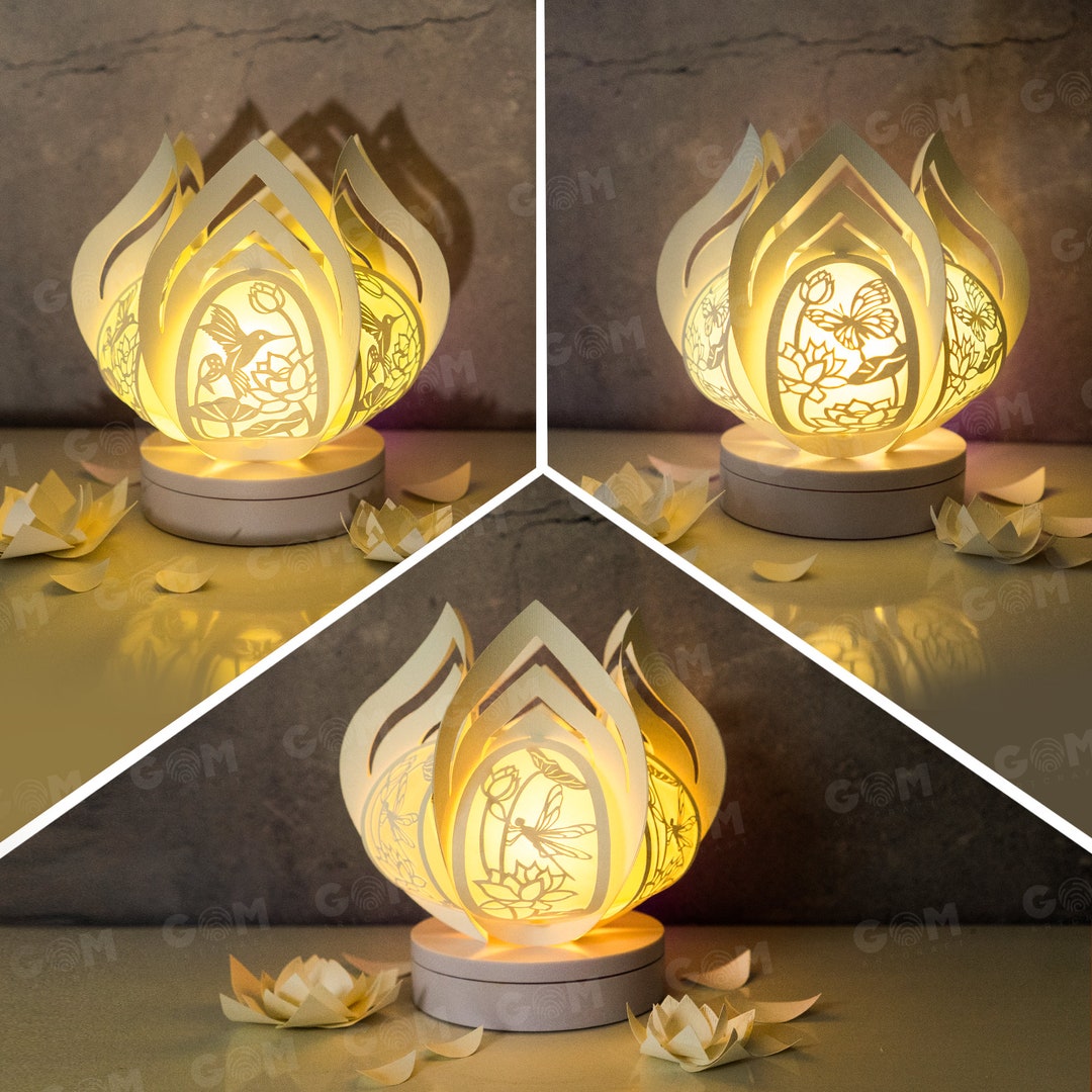 Pack 3 Lotus Lanterns SVG Paper Lanterns Insects and Animals Paper