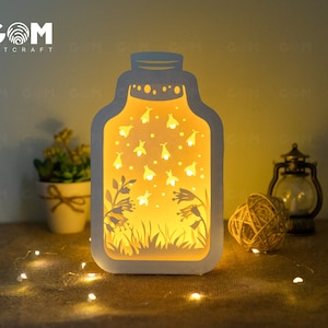 Firefly Shadow Box - Light box - Paper Cut Template - Light Box SVG File - Lanterne di carta fai da te