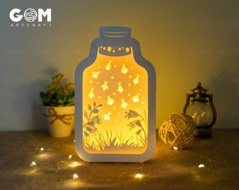 Firefly Shadow Box - Light box - Paper Cut Template - Light Box SVG File - DIY Paper Lanterns