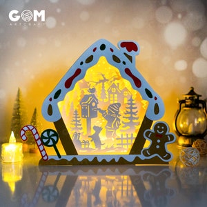 Candy House Shadow Box SVG - I bambini inviano lettere Shadow Box - Ornamenti natalizi Lightbox fai da te - Modello di taglio della carta natalizia