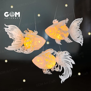 Combo 3 Einzelteile Fisch Laterne SVG, Fisch Laterne Papierschnitt, DIY Fisch Papierlaternen, Fisch Papierschnitt Vorlage, DIY Fisch Laternendekorationen