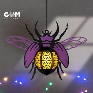 Insect Lantern SVG - Beetles Lantern Paper Cut - DIY Insect Paper Lanterns - Paper Cutting Template