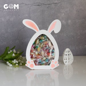 Hase Ostern Candy Box - Frohe Ostern - Box Osterhalter, Geschenkbox SVG - Ostereier Papierschnitt Vorlage - Oster Papierlaterne