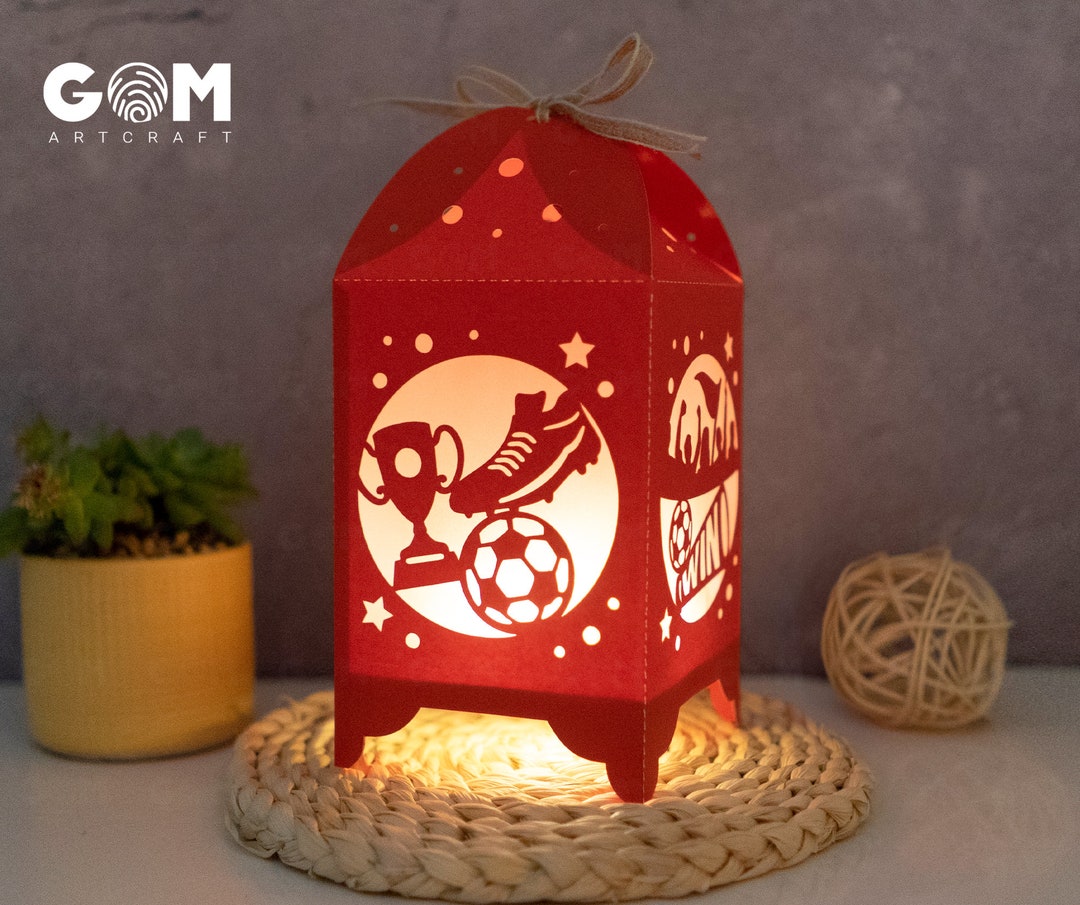 Soccer Lantern Sports Shadow Box SVG Paper Cut Light Box SVG File DIY