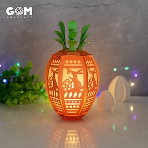 Easter Carrot Lantern SVG – Bunny Paper Cut Template (Digital Download)