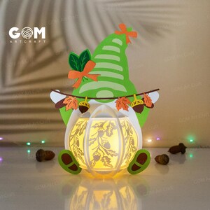 Acorn Gnome Lantern SVG – Autumn Decoration Template (Digital Download)