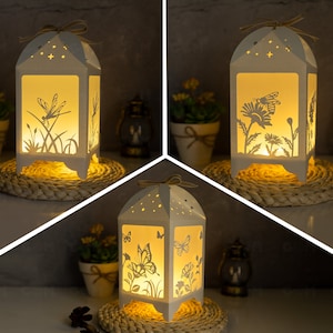 Combo 3 Insect Lantern Template - Paper Cut - Lantern Bee, Butterfly, Dragonfly - DIY Paper Lanterns