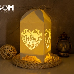 Modello Lanterna Mamma - Buona Festa della Mamma - Taglio della carta - File SVG Light Box - Lanterne di carta fai da te