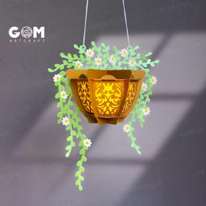 Flower Pot Lantern SVG, Paper Cut Template Flower, Flower Pot Lantern, DIY Flower Paper Lanterns - Paper Cutting Template