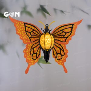 Lanterne papillon lanterne SVG - modèle SVG lanterne insecte - papillon - lanternes en papier insectes bricolage - modèle de découpe de papier